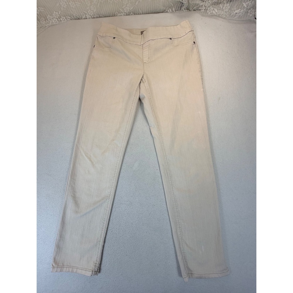 Chico's Pull-On Pants Women Size 1.5 Beige Jegging Stretch Slim Leg Casual